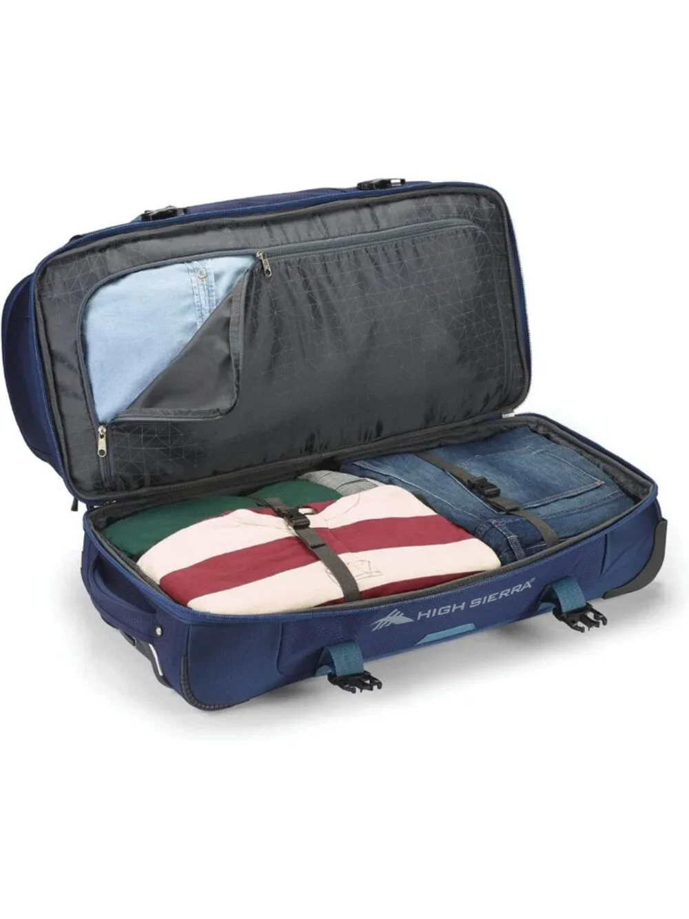 Lightweight 22” Wheeled Rolling Duffle Bag, Durable Weekender Travel Bag, 50L